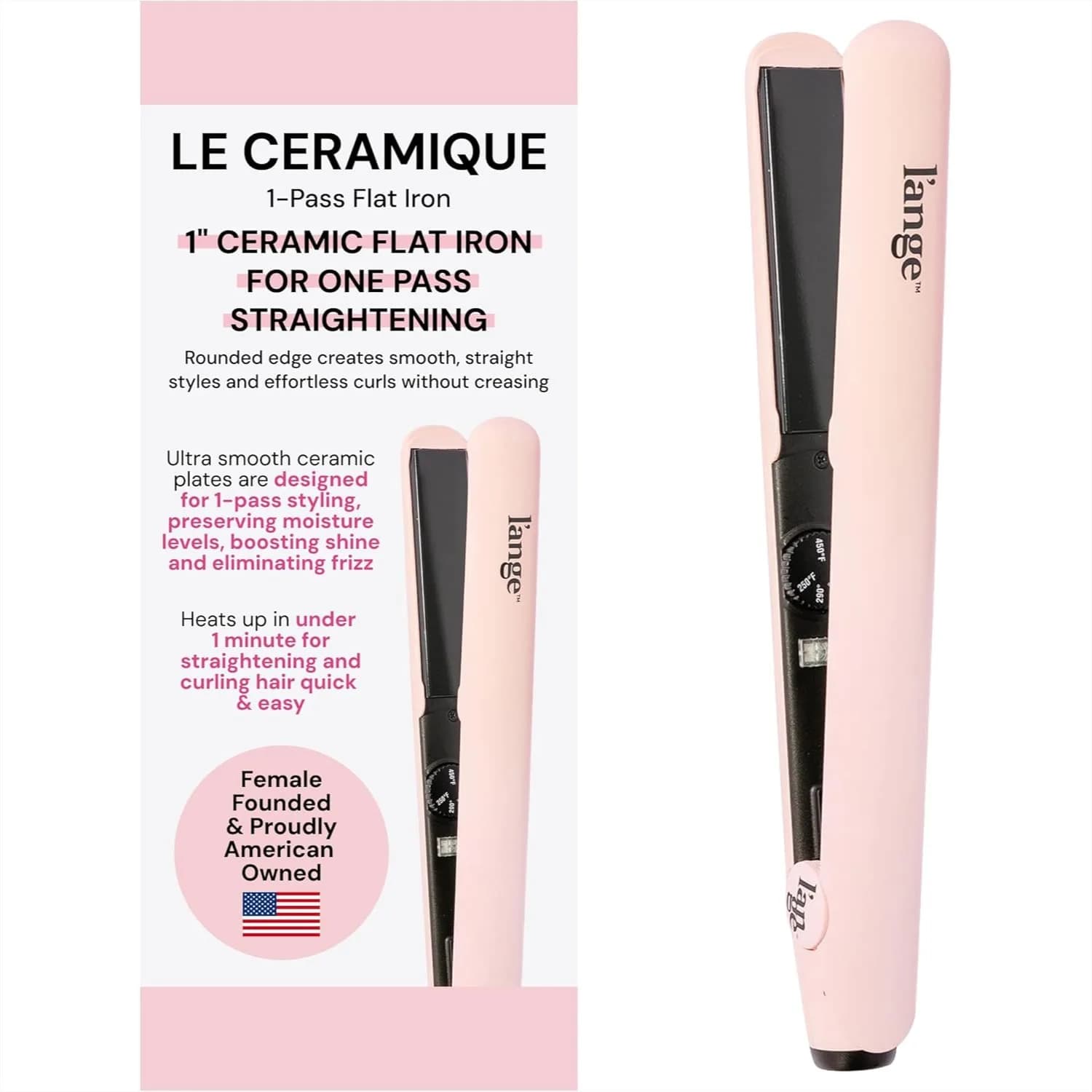 Piastra per Capelli in Ceramica, Riscaldamento Rapido, Styler 1-Pass per Risultati Luminosi Senza Crespo, Bordi Arrotondati per Capelli Lisci o Ricci