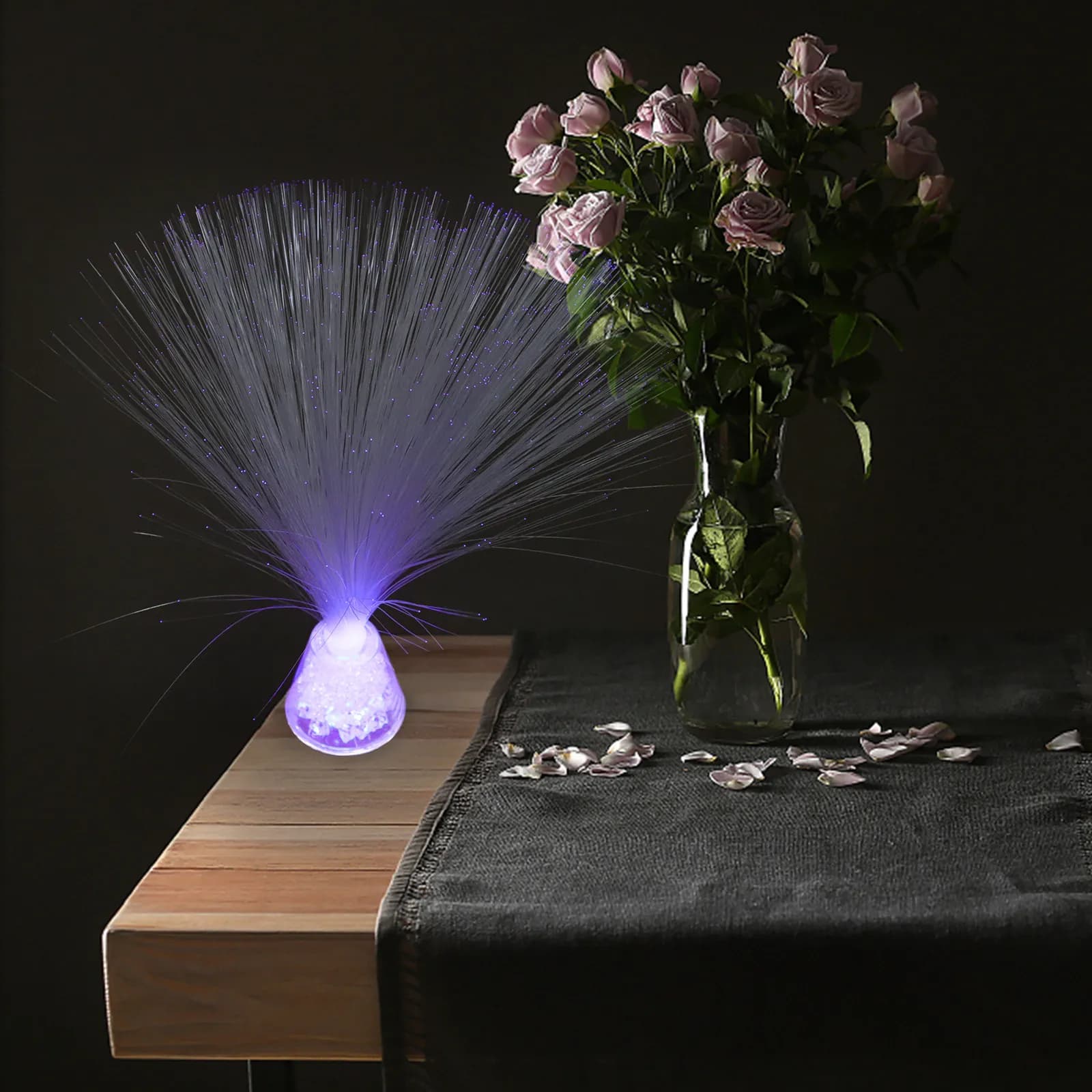 Optical Night Lamp Fiber LED Desk Light Rgb Color Shift Red Blue Green Automatic Cycle Exquisite Workmanship Home Office Decor