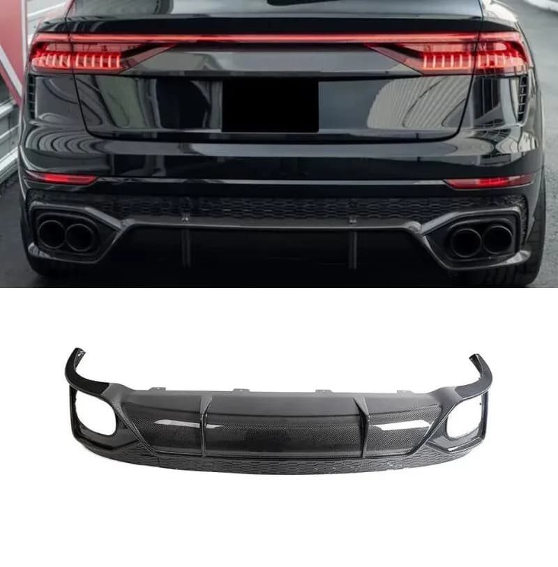 For Audi RS Q8 RSQ8 2020-23 REAL CARBON Rear Bumper Diffuser Lip Spoiler