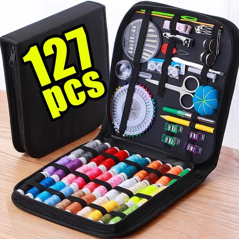 Kit da cucito con custodia Forniture da cucito portatili per viaggiatori domestici