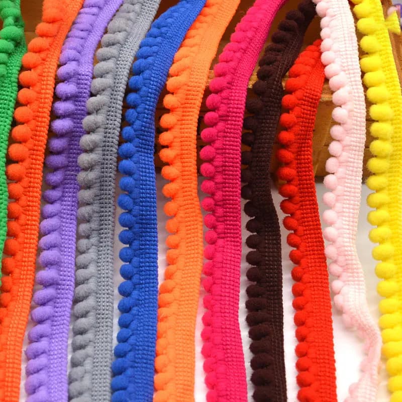 5/10Yards Wool Ball Lace Fringe Trim Lace 5mm Tiny Pom Pom Fringe Ribbon for DIY Craft Sewing Home Curtain Clothes Pillow Decor