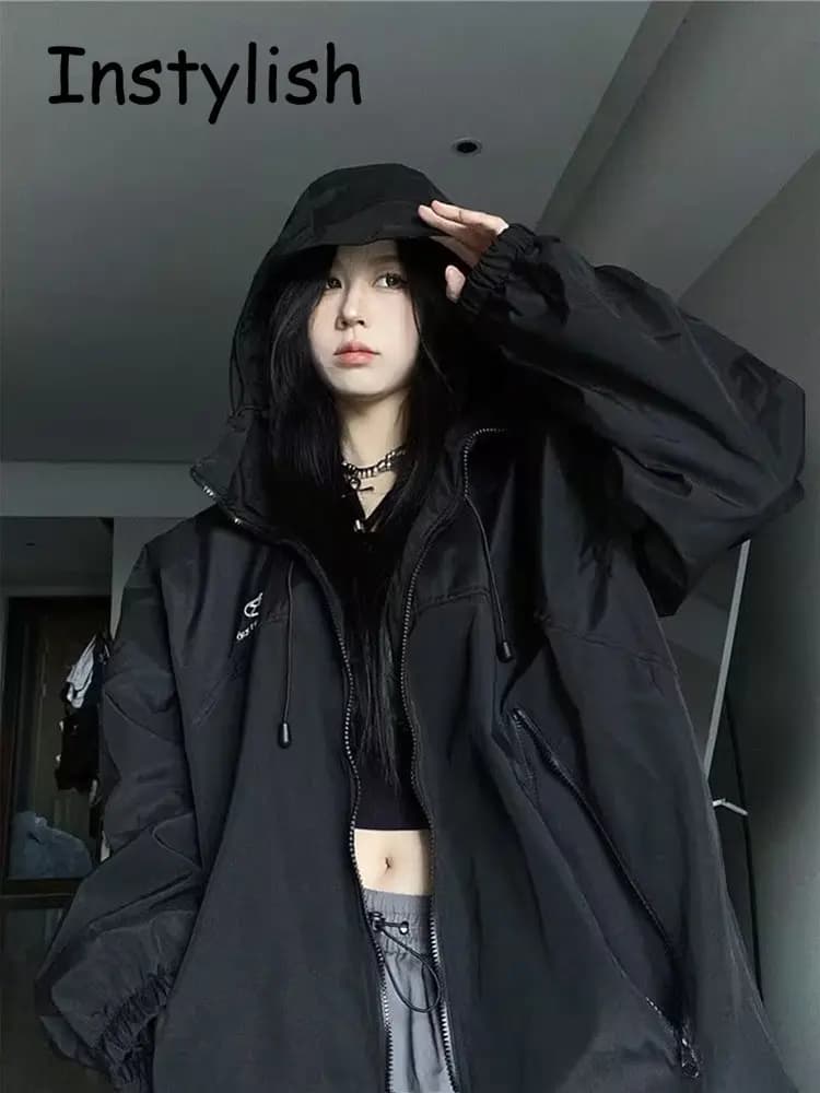 Donne Harajuku Giubbotti Primavera Y2k Streetwear Cappotti Casual Stile Preppy Cappotto Allentato Cappotti Eleganti Bomber Giubbotti Outwear