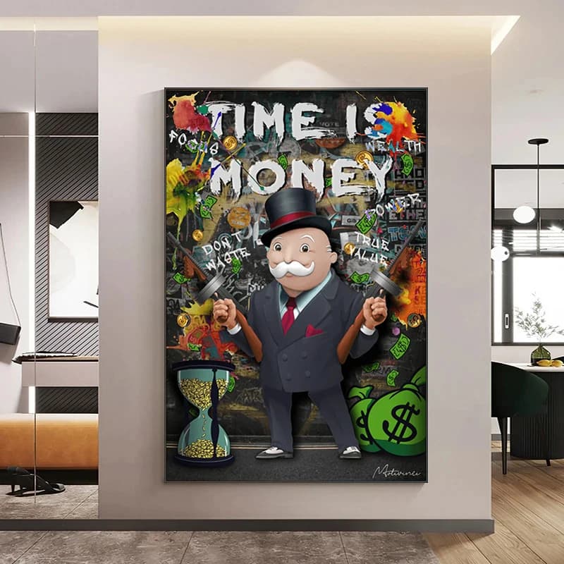 Alec Monopoly Rich Man with Gun Poster & Prints Money Wall Art Graffiti Canvas Painting murals Home decorations Frameless