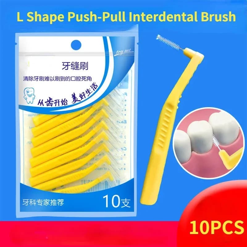10 pcs L Shape Push-Pull Orthodontic Toothbrush Whitening Toothbrush Pick toothbrush Oral Hygiene Care