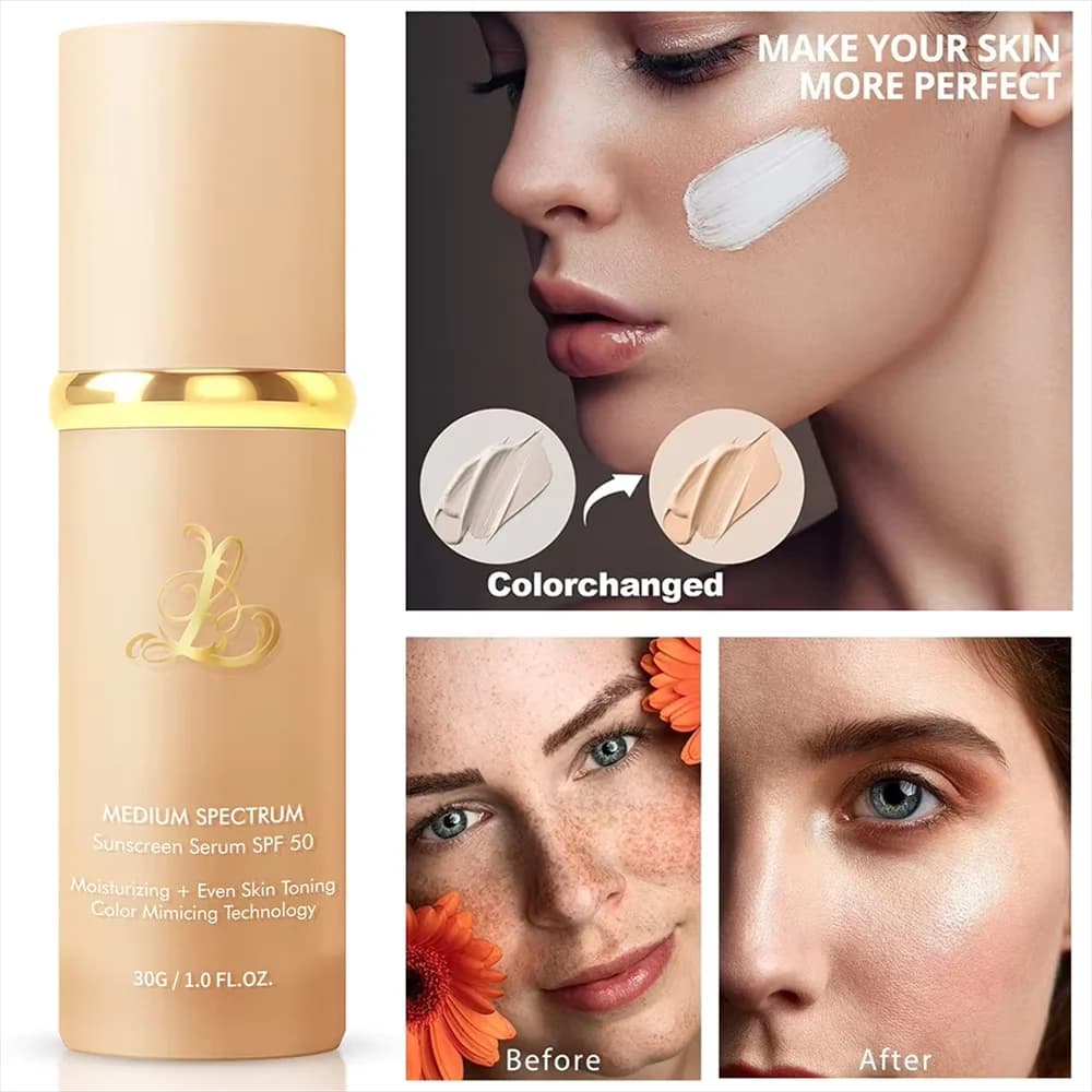 4 in 1 Color Changing Foundation Hydrating Color Changing Foundation Makeup Concealer Sun Protection Longwearing & Waterproof