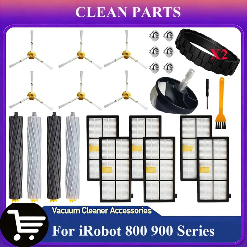 Accessori per iRobot Roomba Serie 800 900 (860 870 880 890 966 980): Spazzola a rullo, Spazzola laterale, Filtro, Ricambio per aspirapolvere