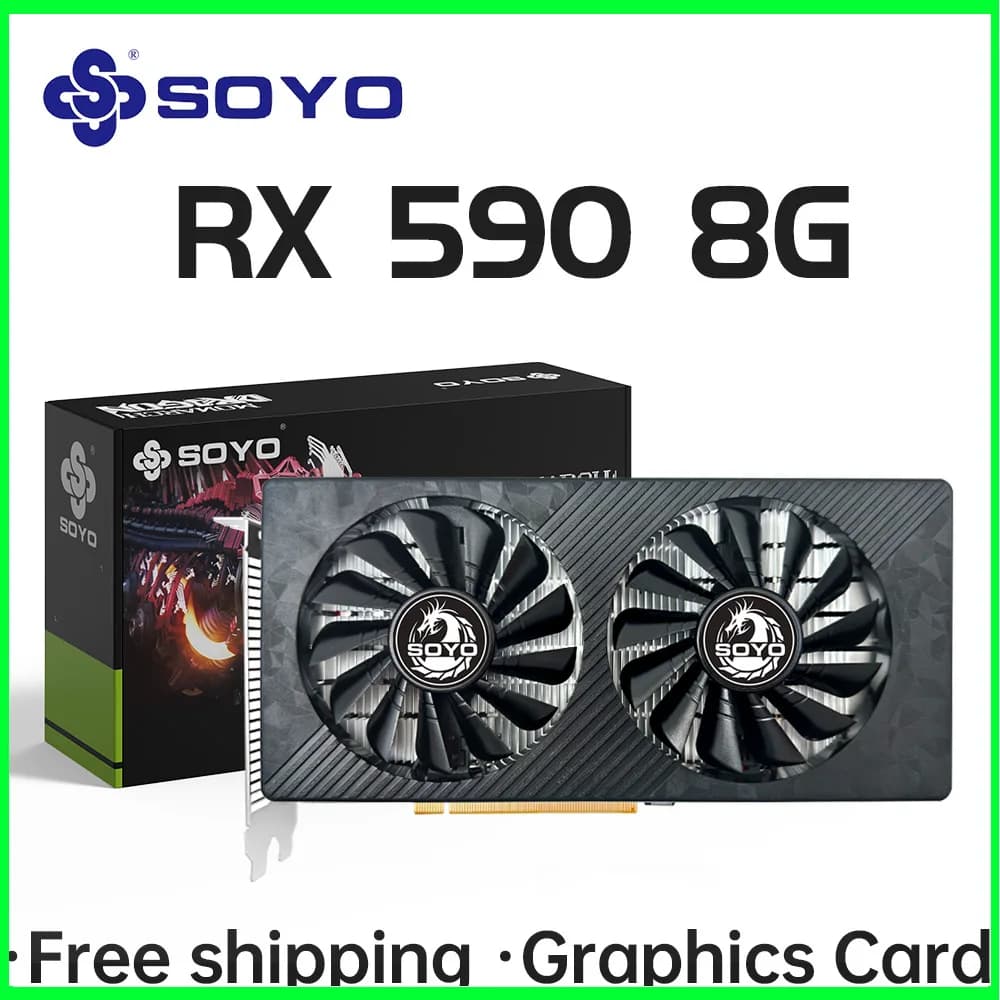Scheda grafica per videogiochi SOYO AMD RX 590 da 8 GB GDDR5 256 bit PCI Express 3.0 × 16 6 pin Radeon GPU serie rx590