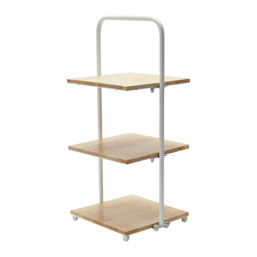 Modern Decorative Tray with 3 shelves; Solid Wood Kitchen Coffee or Tea Station and Plant Holder White