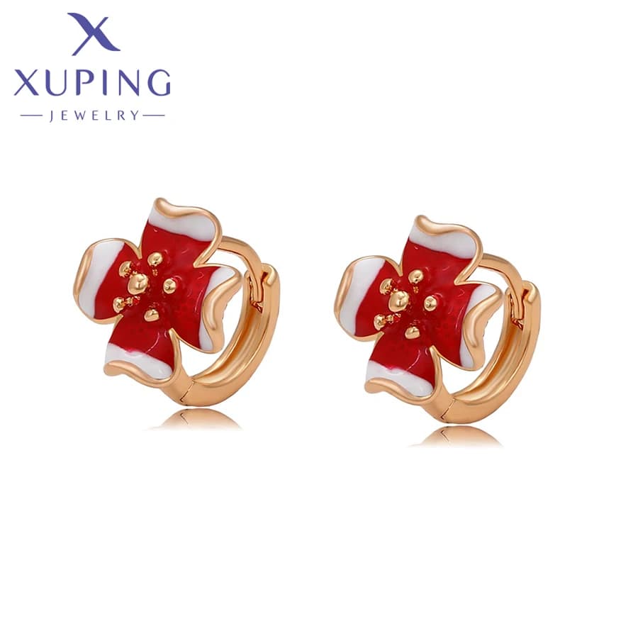 Xuping Jewelry New Arrival Fashion Flower Shaped Huggies Earrings for Women S00167717