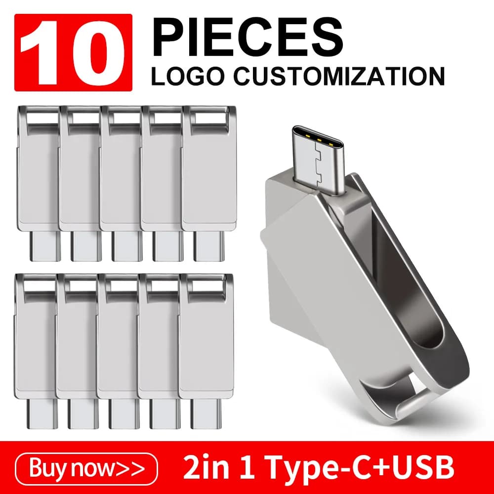 Zsuit OTG USB 2.0 Tipo-C Flash Pen Drive Memory Stick USB Flash Disk 64 GB 128G 2 in1 Pendrive USB U Disco 10 Pz/lotto Logo Libero