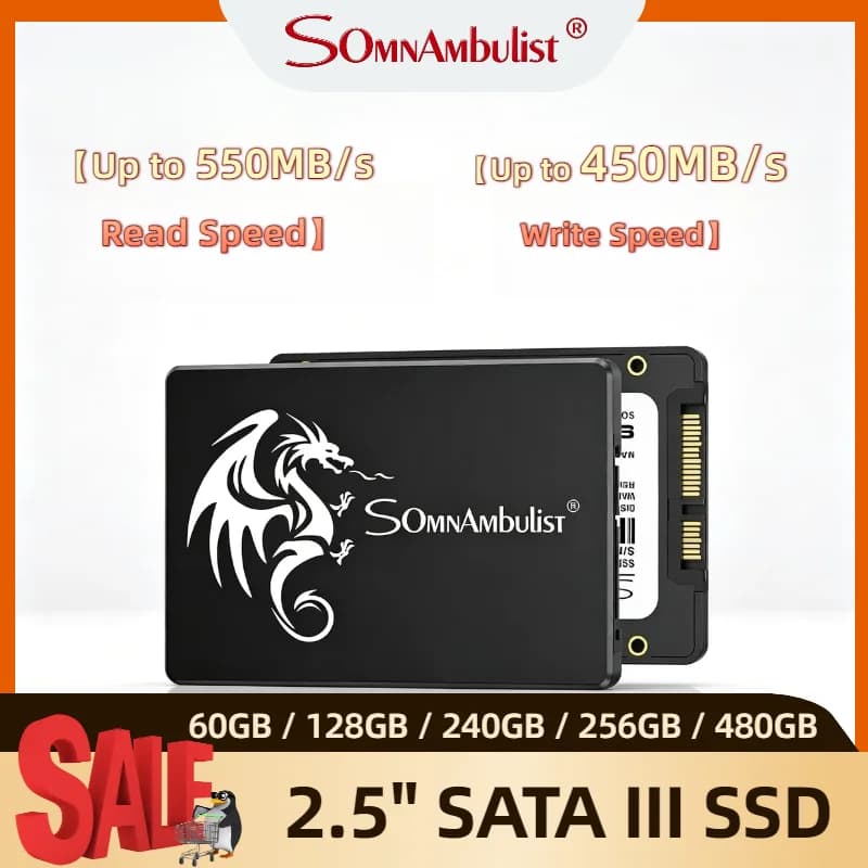 SomnAmbulist SSD 128GB 240GB 480GB 960GB Internal SATA3 Solid State Drive 2.5 Inch 256GB 512GB 1TB 2TB for PC Laptop