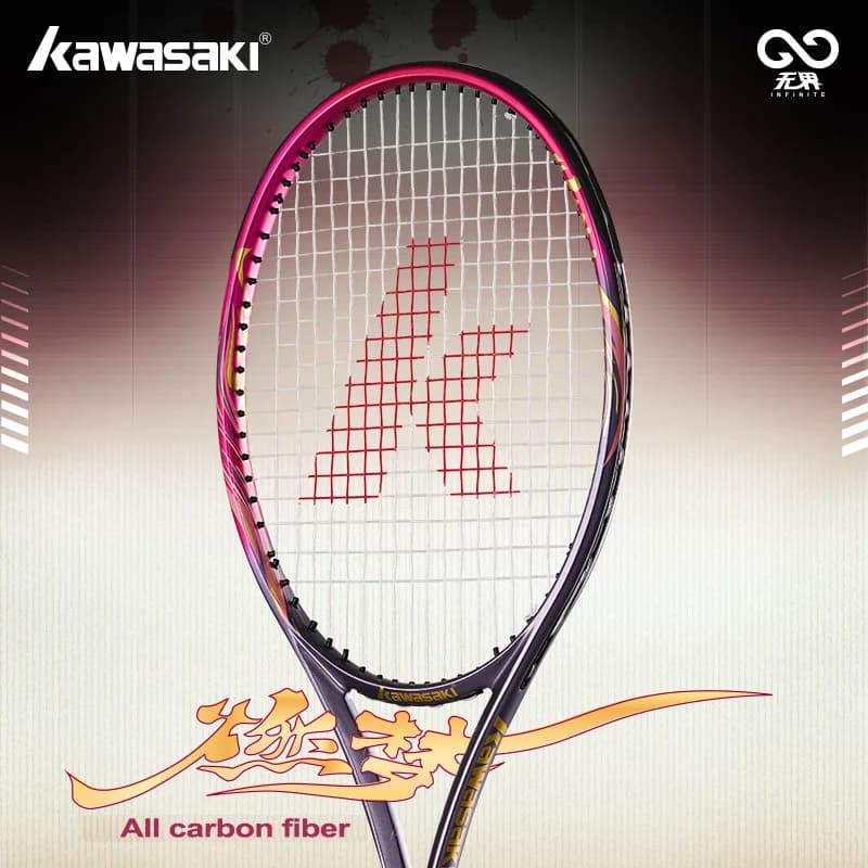 Racchetta da tennis professionale Kawasaki in fibra di carbonio 104sqin Testa oversize per controllo potenza e rotazione | Gioco intermedio per adulti Tenis