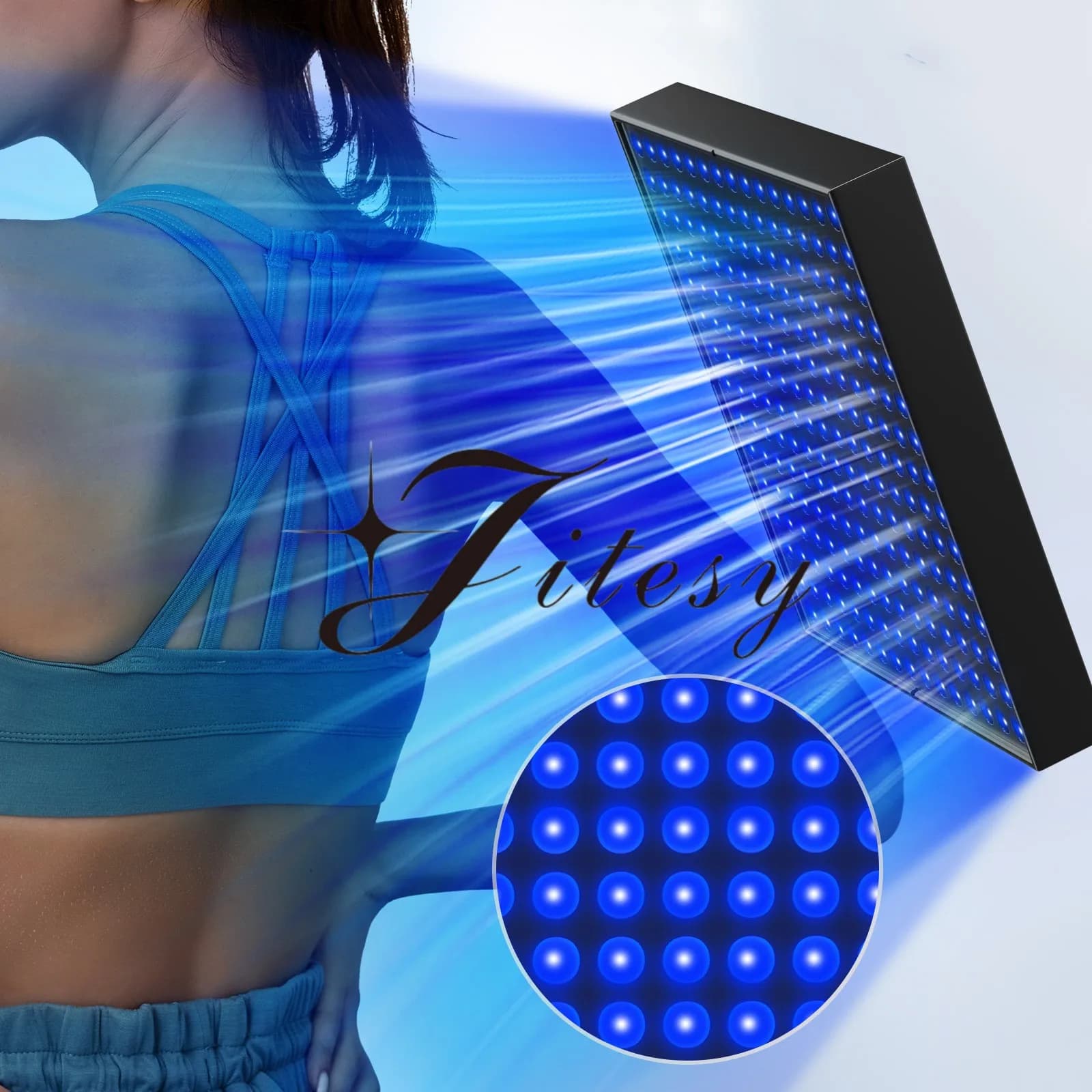 45W Tan Lamp with Tripod, Solarium Lamp for Tan Body with 225 LED, Round Length 460nm, Blue LED Beauty Device
