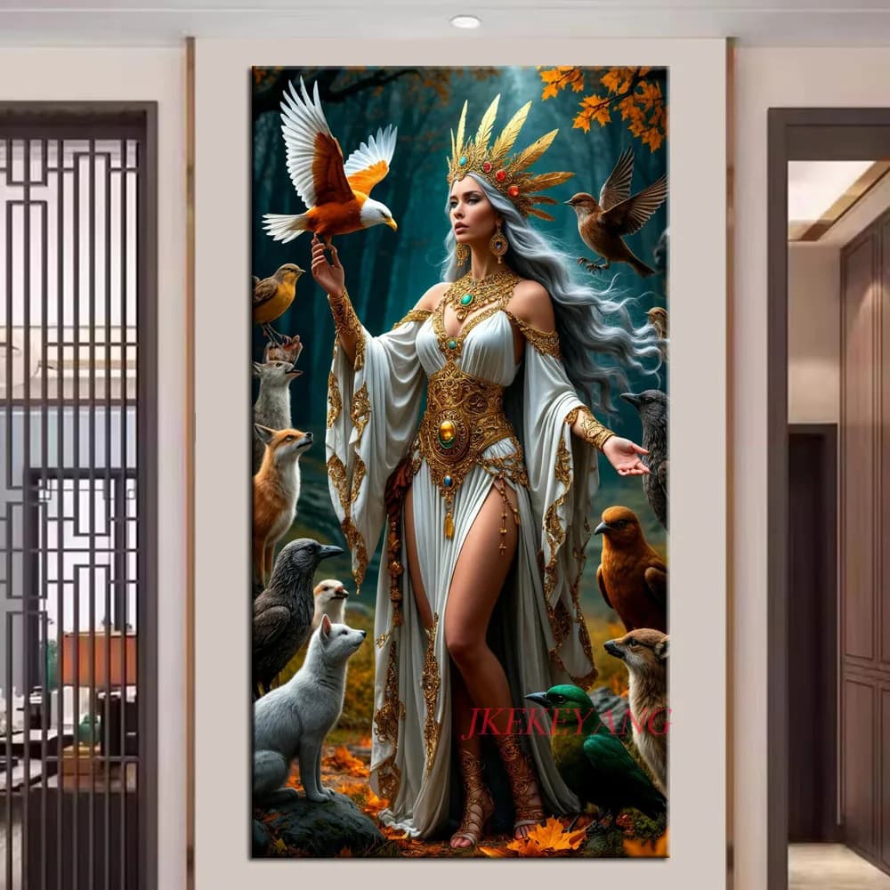 DIY Diamond Painting Cross Stitch Fantastic Woman and Animals Picture Full Drills Diamond Mosaic New Collection Home Decor