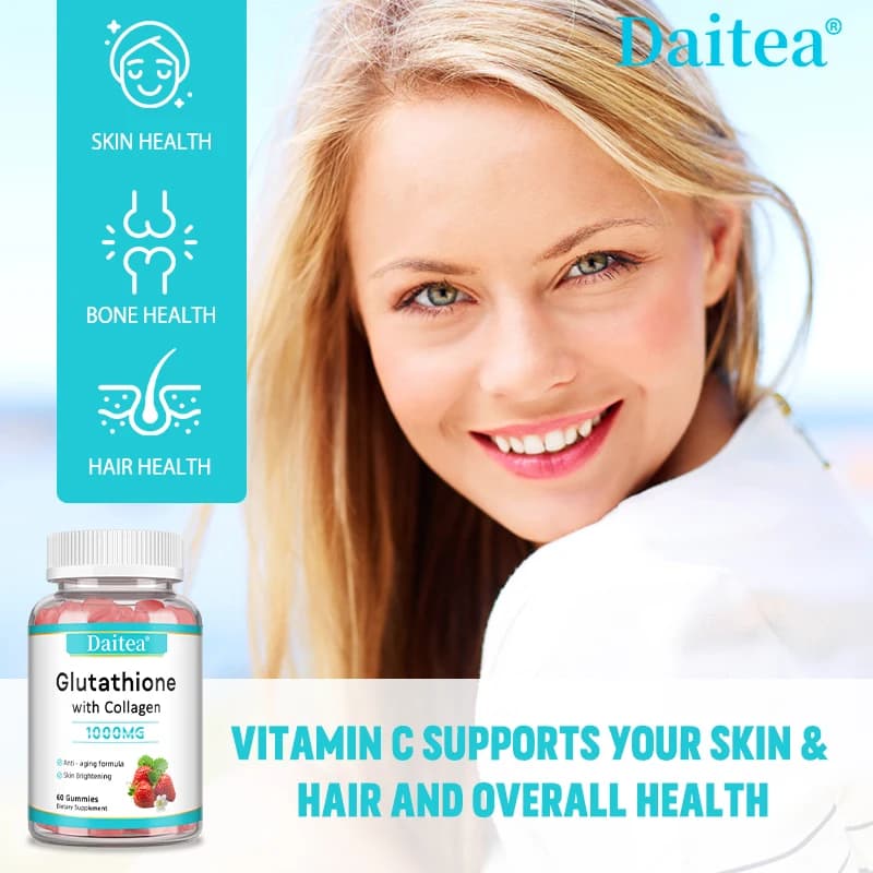 Collagen gumellas to glutathione, skin brightening, favor healthy hair, skin and nails, supplement to glutathione for women