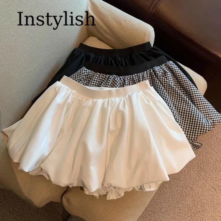 Women's High Waist Bubble Mini Skirt Fluffy Balloon Skirt Anti-chafing Shorts Lined Casual Cute Short Lantern Skirt Daily Wear
