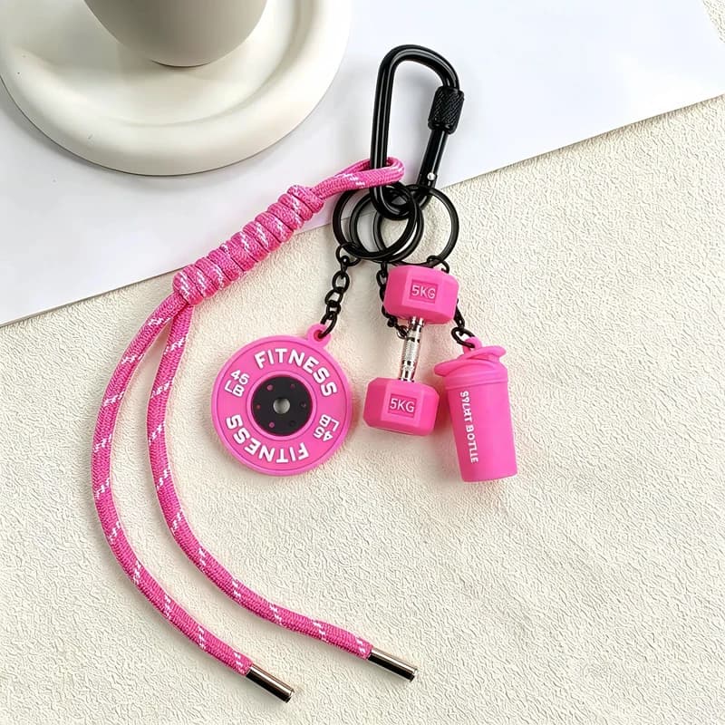 Personalized Sport Style Barbell and Dumbbell Clip Keychain Versatile Fitness Kettlebell Backpack Pendant Charm Accessory