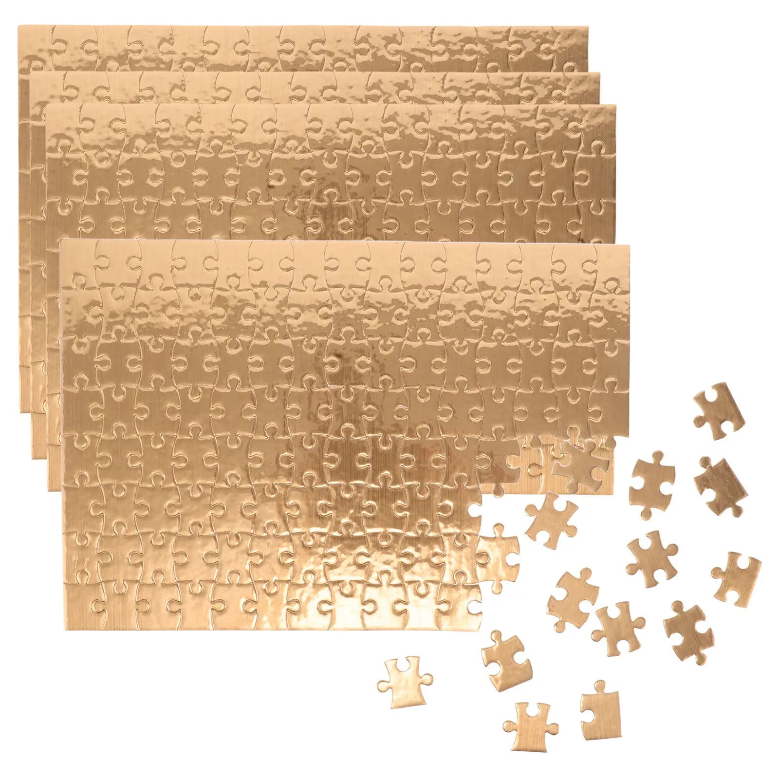 4 Set di Puzzle Bianchi per Bambini con Bordo Dorato, Pezzi per Sublimazione, Forniture per Artigianato Fai-da-Te, Puzzle Educativi per Bambini