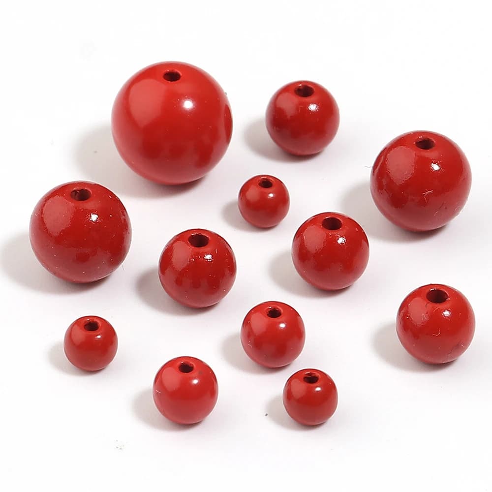 10-80 pezzi di perline rotonde in pietra naturale rosso cinabro da 4, 5, 6, 8, 10 mm, perline sfuse per la creazione di gioielli, braccialetti fai da te, collane e accessori.