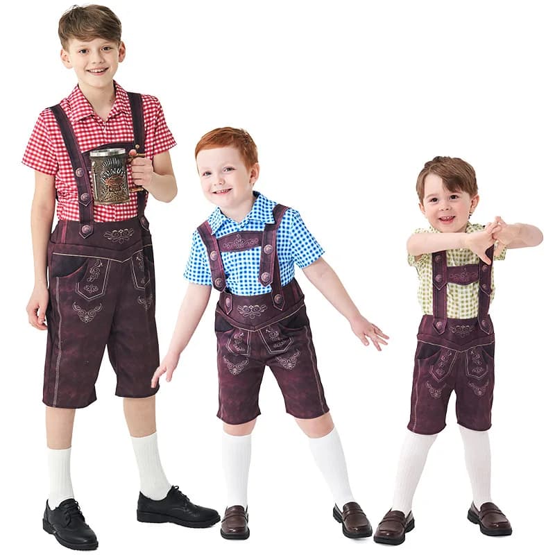 Vestiti per neonato Costume tedesco dell'Oktoberfest T-shirt a quadretti per bambini + tuta + calzini 3 pezzi Set cosplay Abbigliamento per bambini