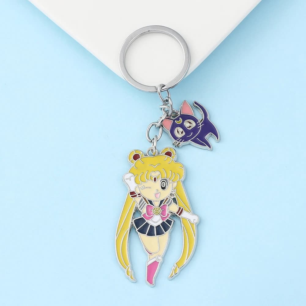 Portachiavi con Ciondolo Sailor Moon, Accessorio Anime Cartoon per Donne, Ornamento per Zaino, Regalo