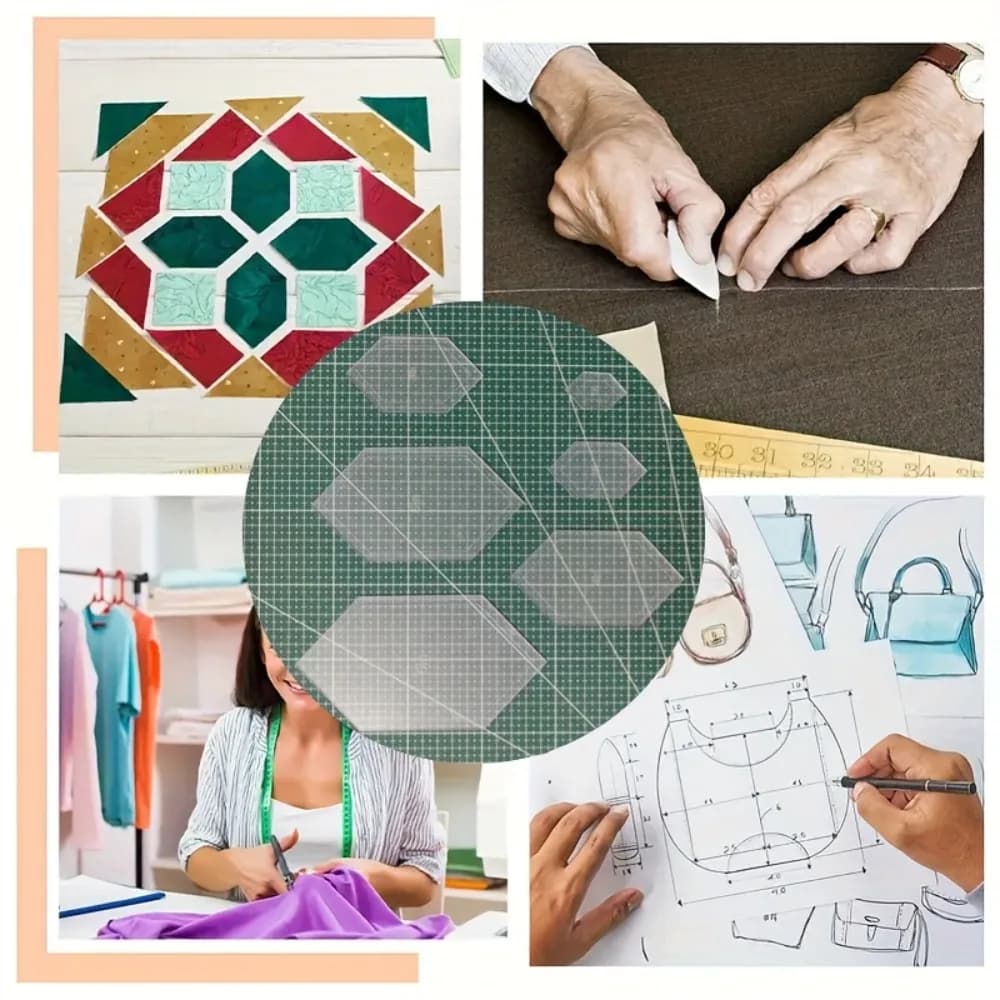 Set di 6 modelli esagonali in acrilico trasparente per quilting, da 1, 2, 3, 4, 5, 6 pollici, per cucito fai da te e artigianato