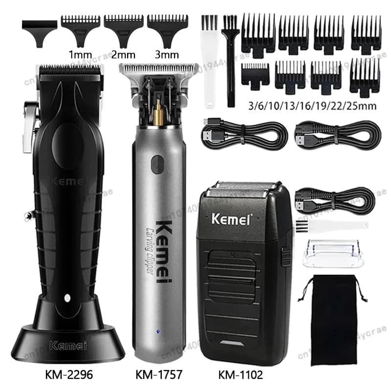Kemei Hair Clipper KM-2296 KM-1757 KM-1102 Electric Rechargeable USB Charging Professional Barber Razor Trimmer Men's Shaver