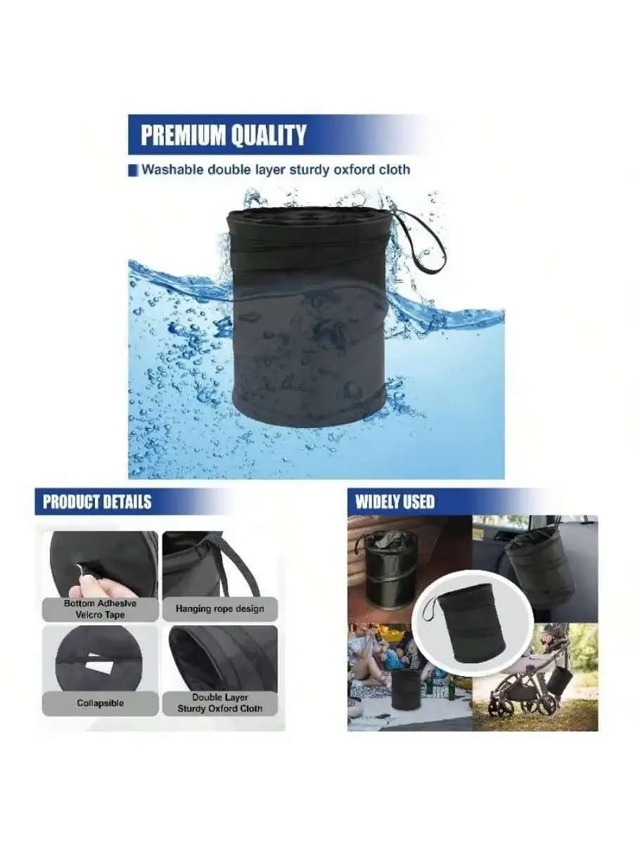Collapsible Car Trash Can Portable Automotive Garbage Bin Waterproof Oxford Cloth Hanging Waste Basket