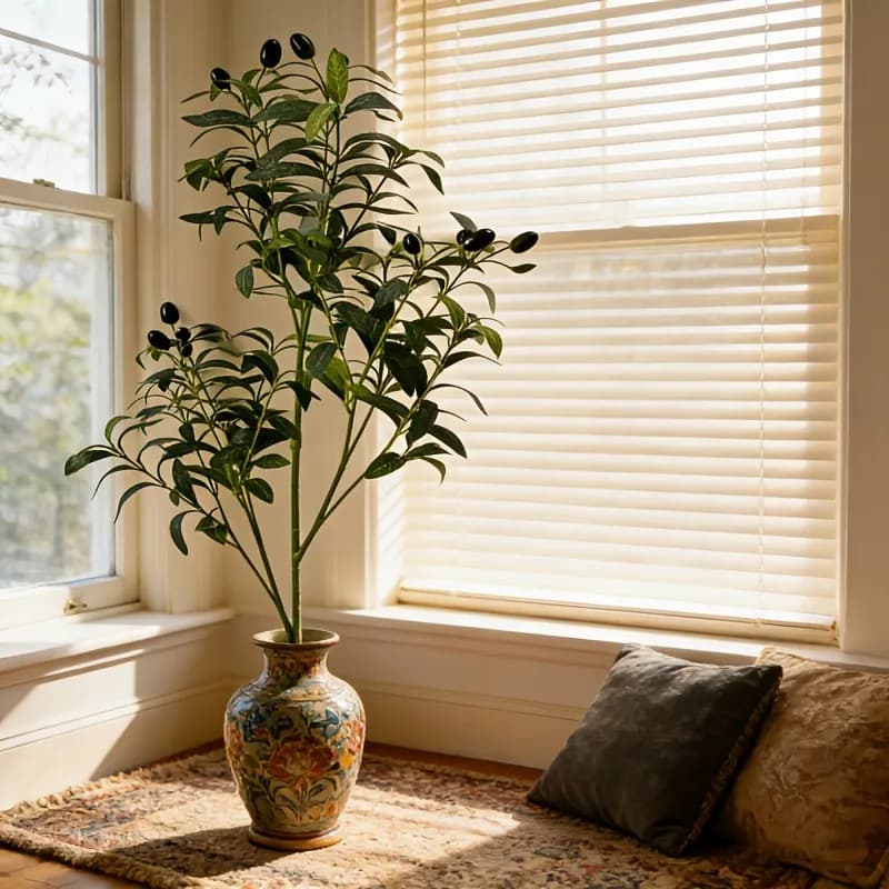 Albero di Ulivo Artificiale da 28cm-120cm, Decorazione per Interni, Soggiorno e Cortile, Piante Verdi Artificiali, Piante Finte Senza Vaso
