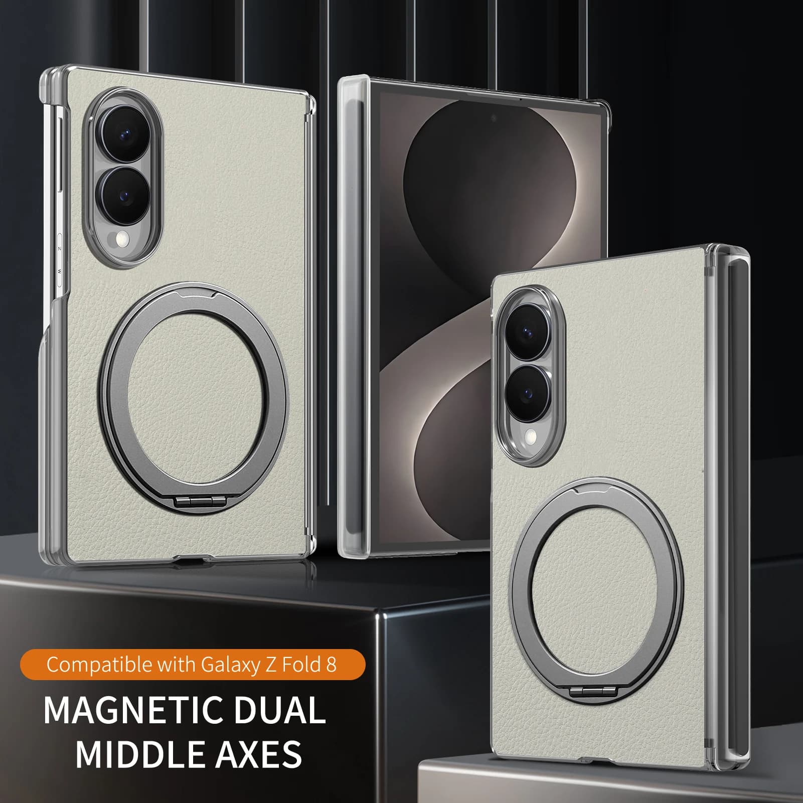 360 Rotating Ring Holder Magnetic Phone Case for Samsung Galaxy Z Fold 8 7 6 5 4 Fold8 Ultra Wireless Charging Shockproof Cover