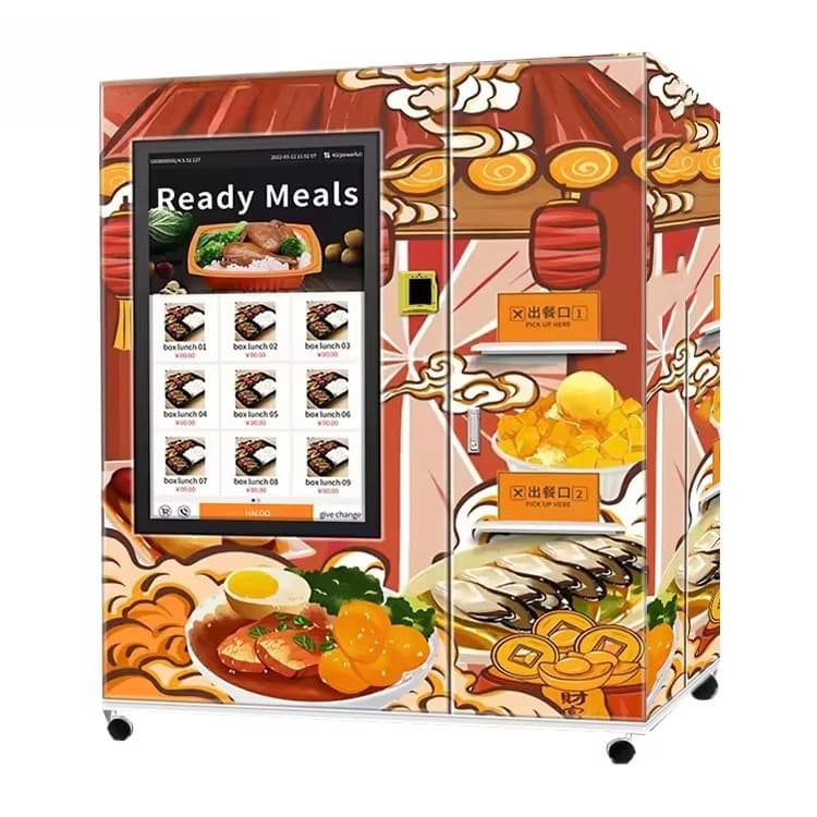 Distributore Automatico Refrigerato Intelligente Personalizzato con Microonde per Pasta, Riso, Pasti Preconfezionati e Bento