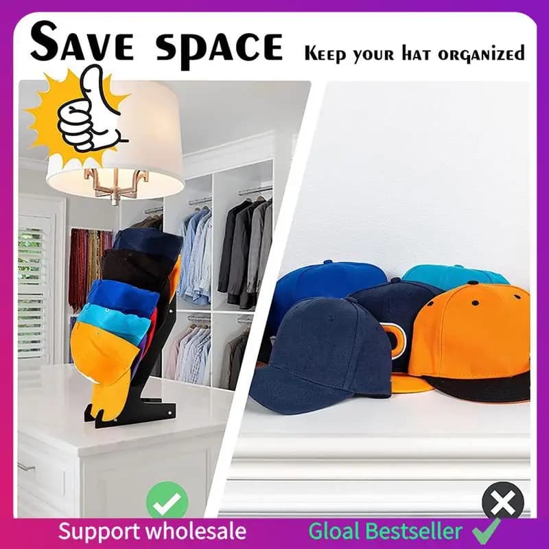 A38M Acrylic Hat Holder for Baseball Cap, Wall Mount or Exhibitor for Acrylic Hats and Storage for Bedroom, Wardrobe, Drawer, Dur