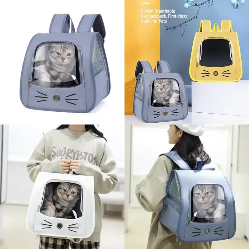 Portable Cat Backpack Breathable Anti-Anxiety Pet Carrier Large Space Double Shoulder Outdoor Travel Bag for Pets