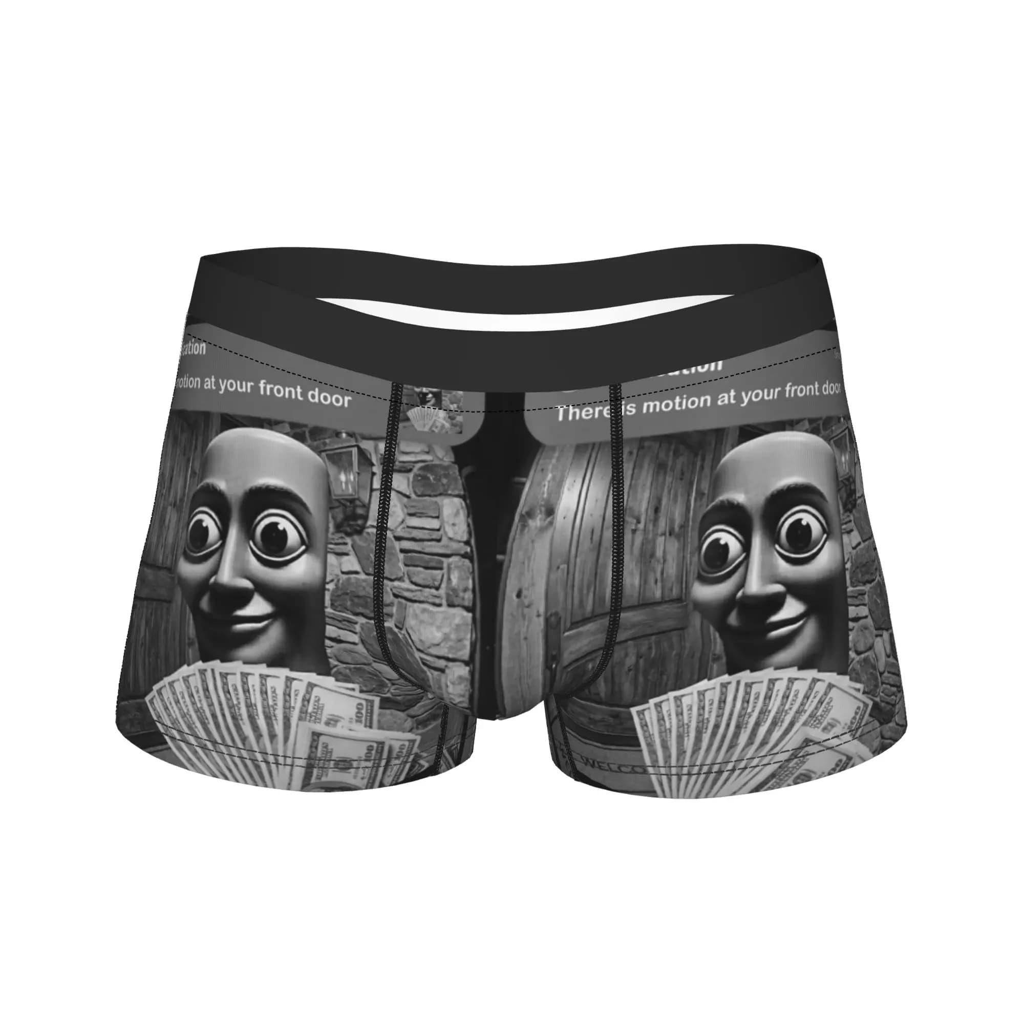 Funny There is Motion at Your Front Door Tung Sahur Meme Boxer Brief Underwear Men Sexy Soft Boxershorts Plus Size Underpants