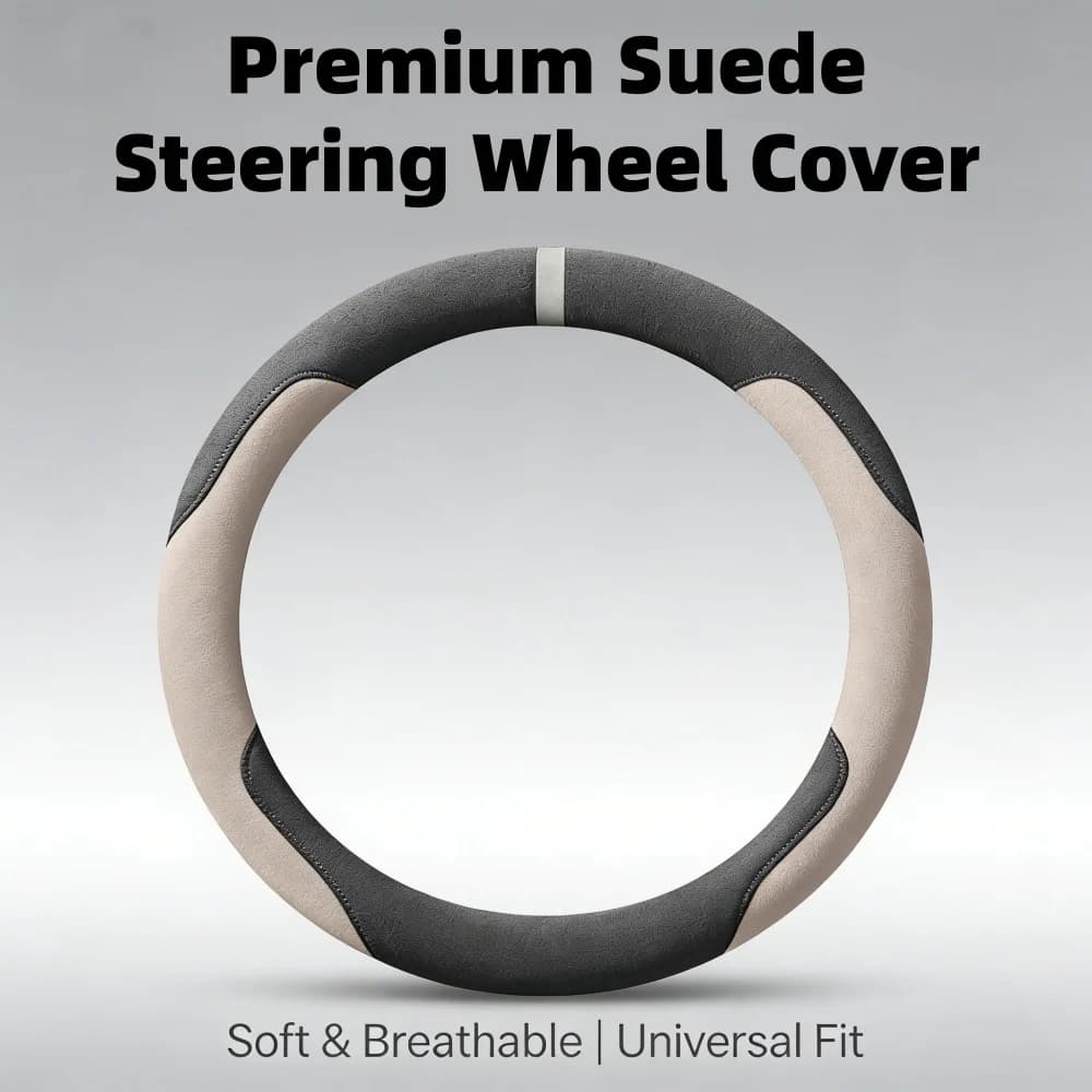 Coprivolante per Auto in Pelle Scamosciata, Copertura Universale 37-38cm Traspirante, Accessori Auto