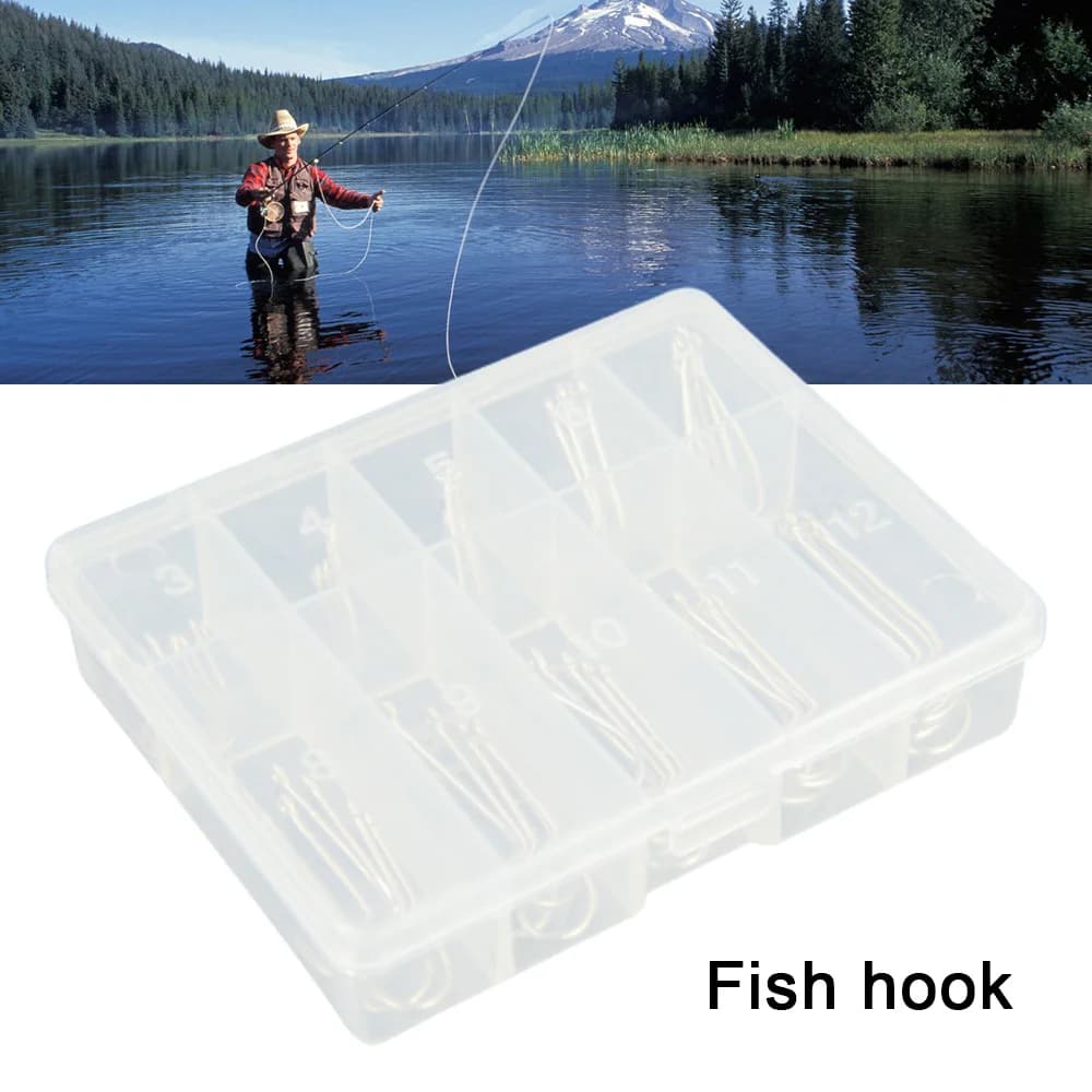 Metal long handle fishing hooks box, terminal equipment kit for fishing in fresh water