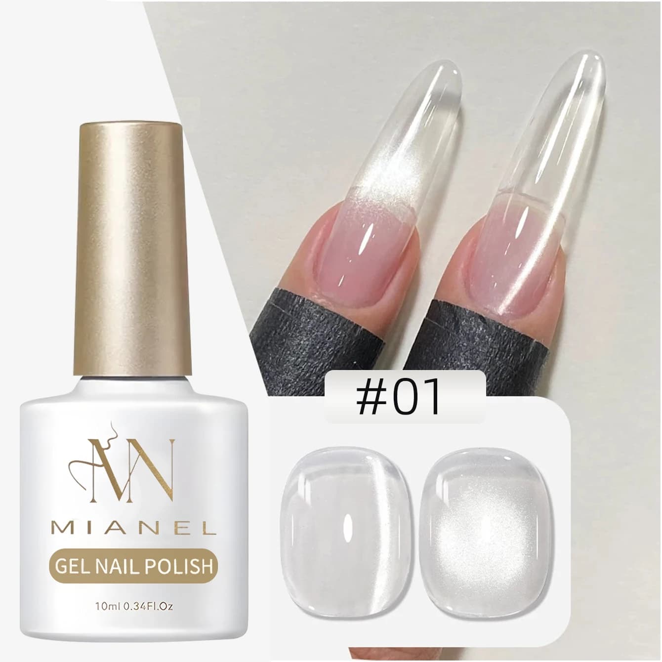 10ML 1-8 pz. 2026 Smalto Semipermanente Magnetico Effetto Occhio di Gatto con Perline di Vetro Trasparente Universale Bianco, Ideale per Unghie dei Piedi e Unghie Bianche