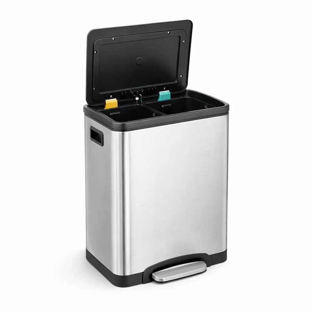 Cestino per Rifiuti in Acciaio Inox da 13 Galloni con Coperchio, Pedale a Chiusura Morbida, Finitura Anti-Impronta, Personalizzabile