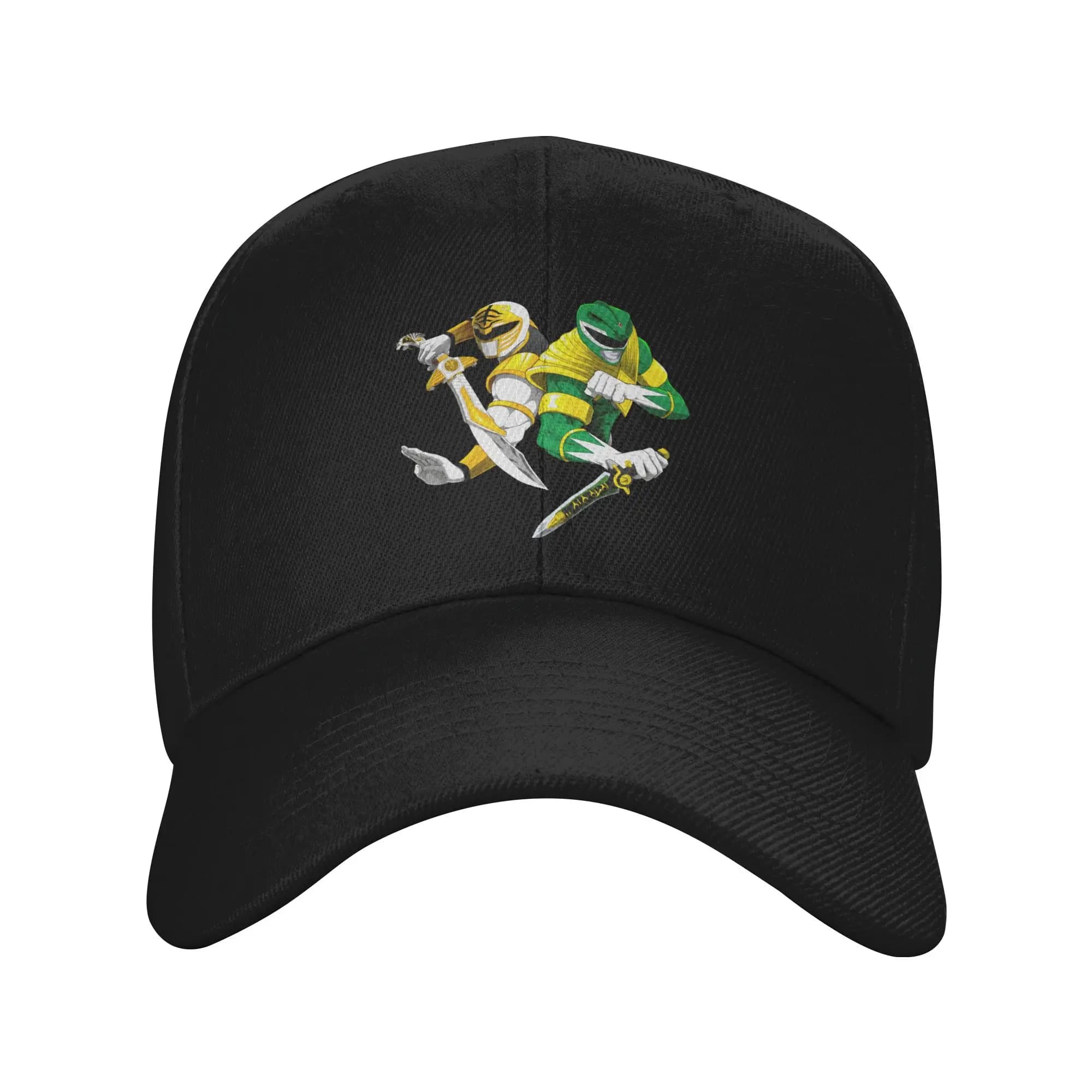Green and White Power Rangers Baseball Caps Men Women Hip-Hop Sun Hats Hat Breathable Polyester Fishing Hat