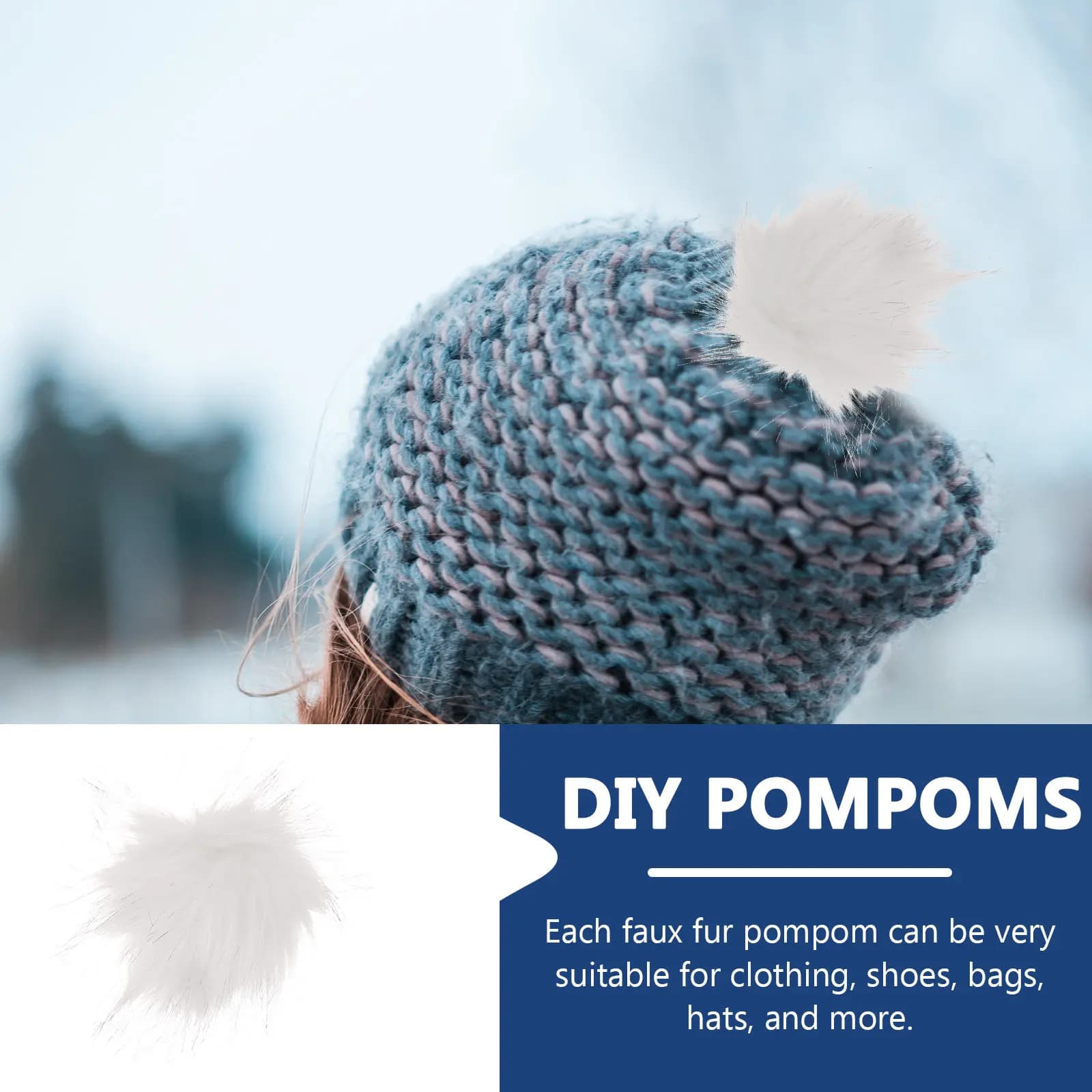 Set di 6 Pompon Artificiali per Decorazione Fai-da-Te di Vestiti, Cappelli, Borse, Portachiavi, Scarpe e Artigianato