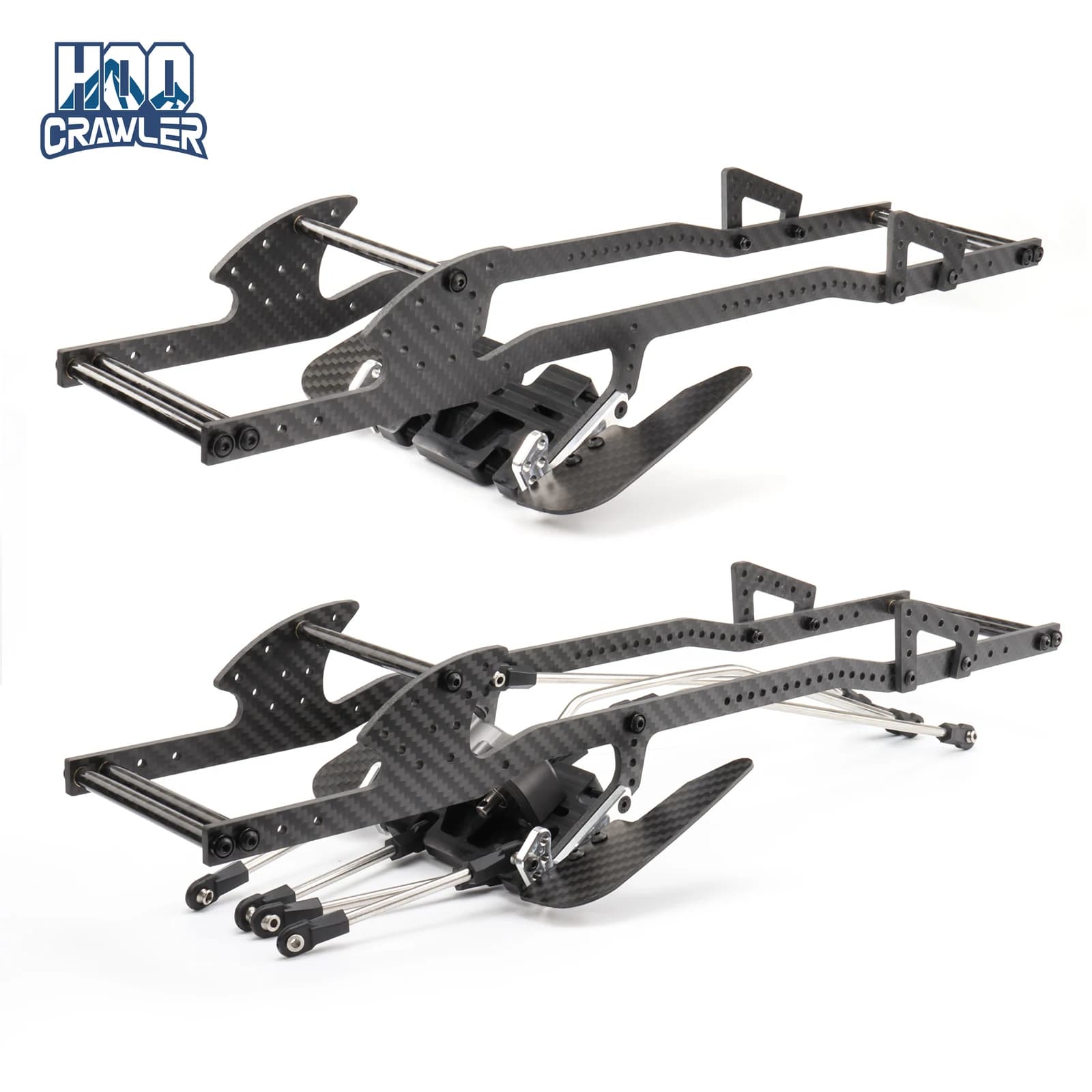 Kit telaio LCG per binario con telaio in fibra di carbonio LCG con piastra paramotore per trasmissione portale ultraleggera per 1/10 RC Crawler Capra SCX10
