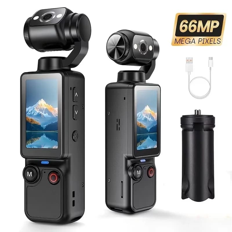 Fotocamera Tascabile Portatile 100W Pixel Schermo da 1.9" 180° ° Videocamera Vlog Rotante da 2000mAh con Luce di Riempimento, Supporto 128GB, Action Camera