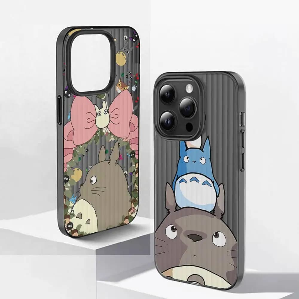 Custodia per Telefono Trasparente Morbida Ondulata con Cartoni Animati Carini T-Totoros per iPhone 17 15 16 11 12 13 14 Pro Max Plus Pro