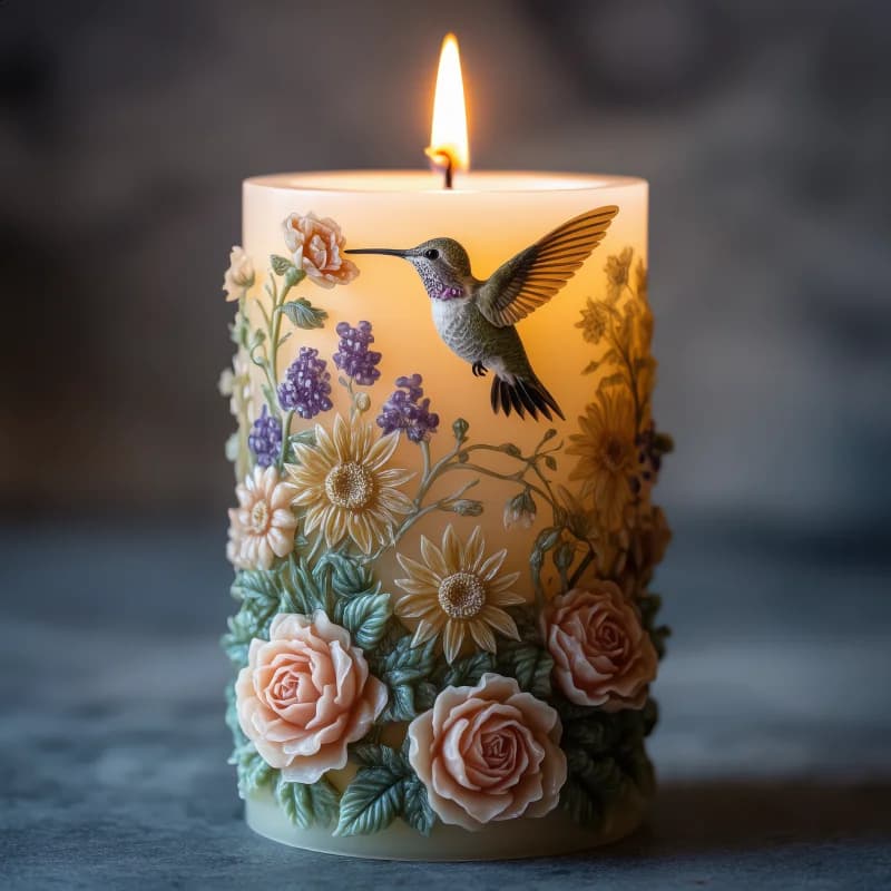 【Spring Flower Language】Hummingbird and Rose Embossed Candle Mold Multi-Layer 3D Petal Silicone Making Tool Handmade DIY Aromatherapy Plaster Shaper