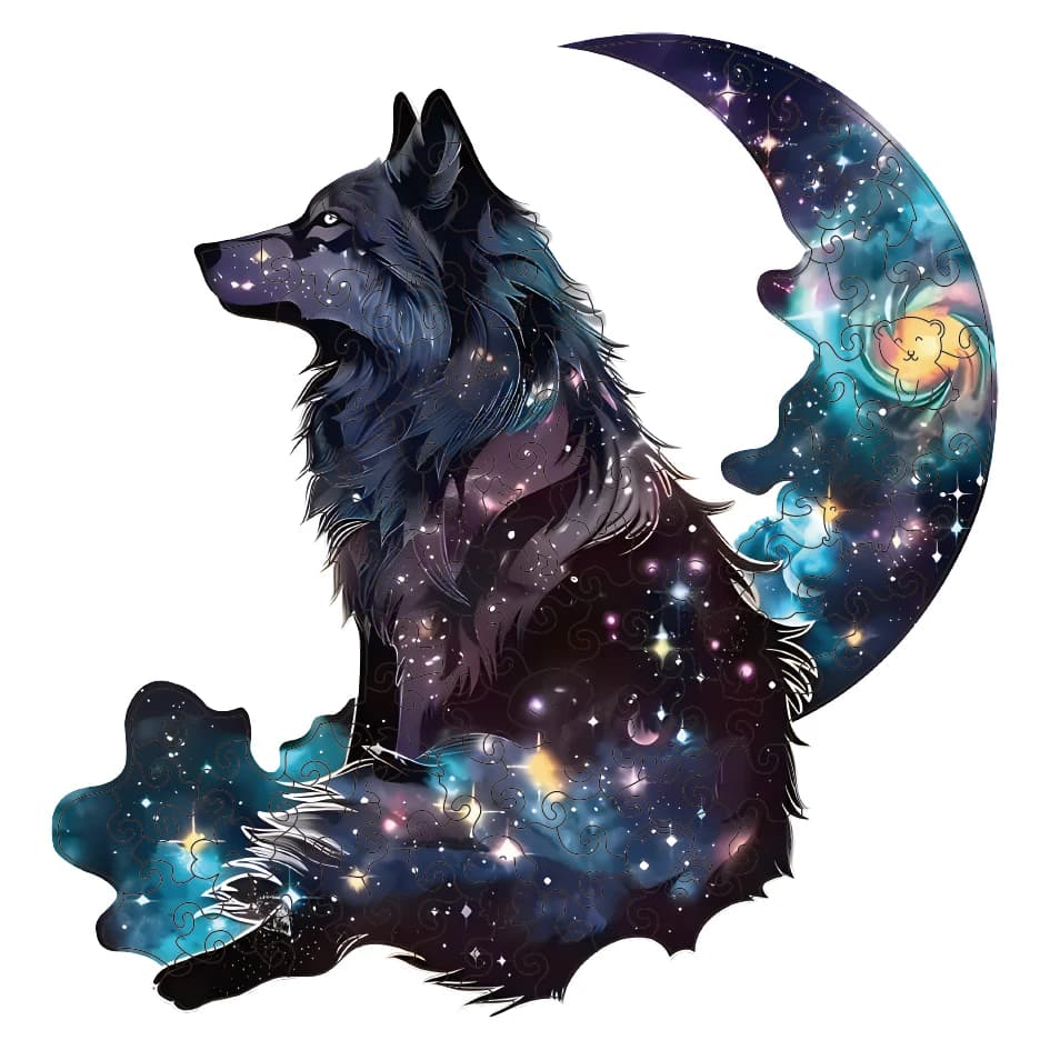 Puzzle in legno Star Wolf King, pezzi dalla forma unica Puzzle in legno per adulti, regalo natalizio Gioco per famiglie Decorazioni per la casa
