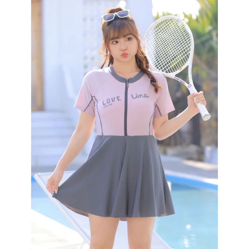 Minsu Hot spring swimsuit for women Fashion Sports skirt Style Conservative whole costume with belly control Slimming beach swimwear Plus