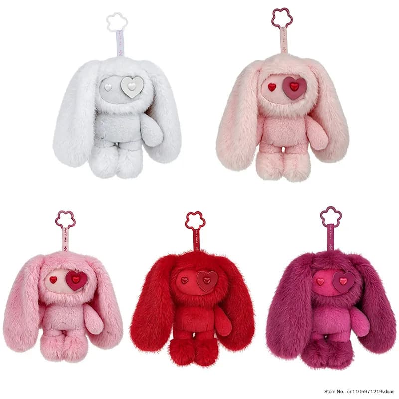 Cute Juju Rabbit Plush Keychain Heart-Shaped Eyes Bunny Stuffed Doll Kawaii Long Ears Animals Bag Pendant Car Keyring Toy Gift