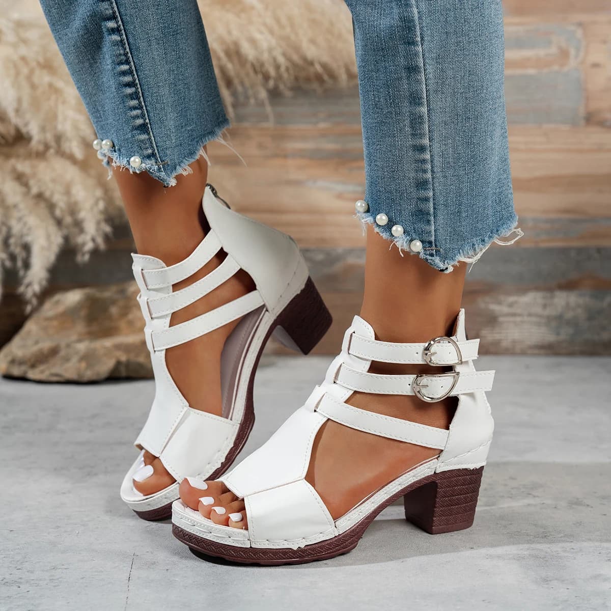 Sandali Casual Estivi Nuovi alla Moda, Sexy ed Eleganti con Tacco Alto da Donna, Punta Tonda e Bocca di Pesce, Comodi e di Carattere