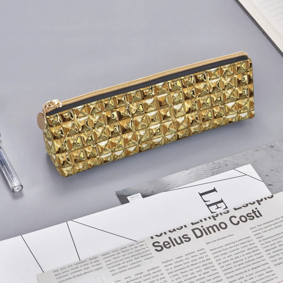 Gold Pencil Case Pen Holder Storage Stationery Supplies Pen Box Pencil Bag for Boy Girl Gifts
