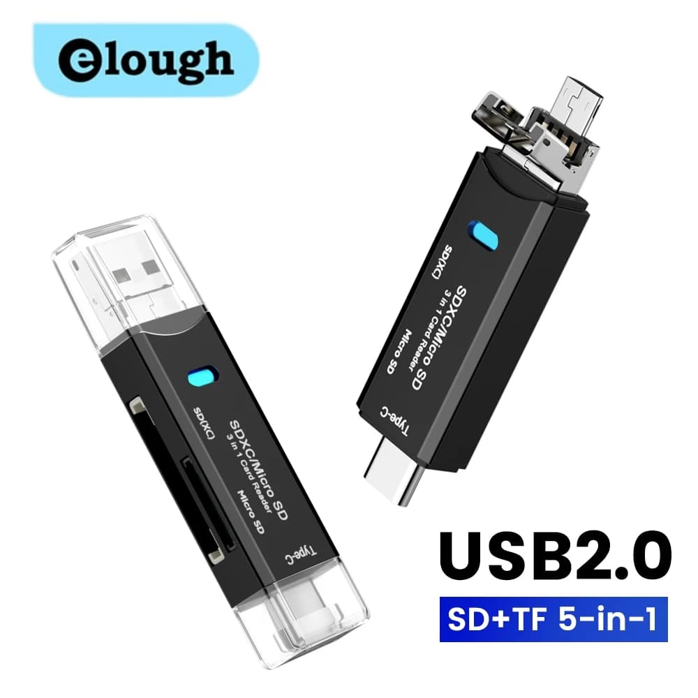 Elough card reader 3 in 1 multifunction card reader TF/SD memory card for mobile computer iphon 15